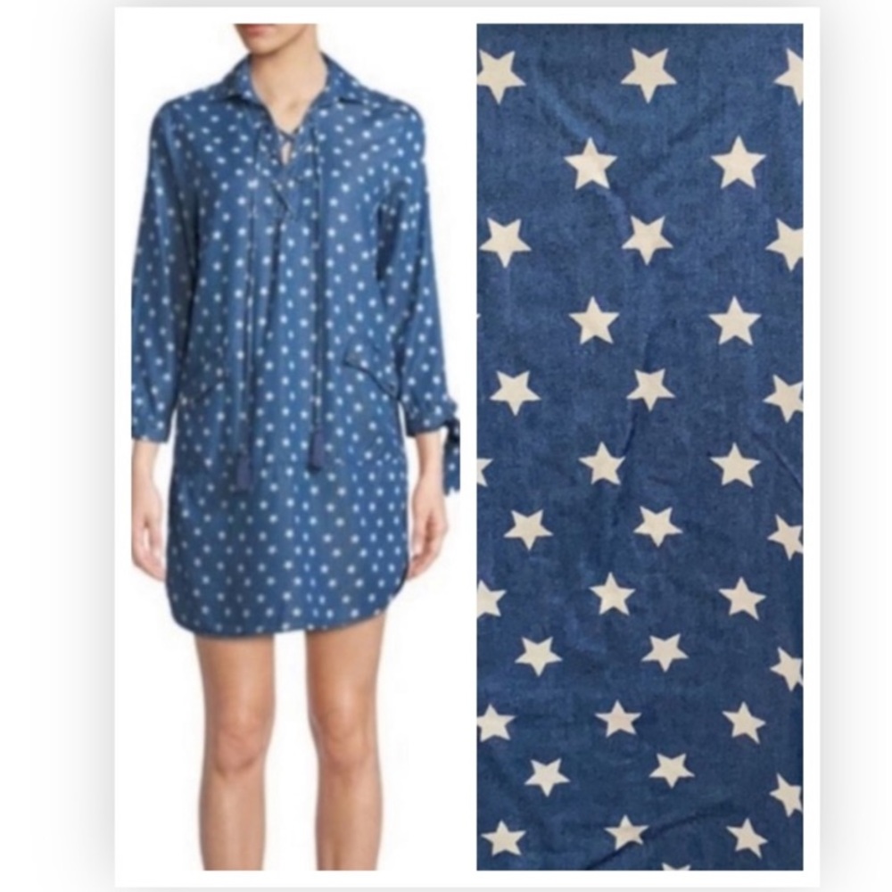 Stellah Star Print Denim Tunic Dress